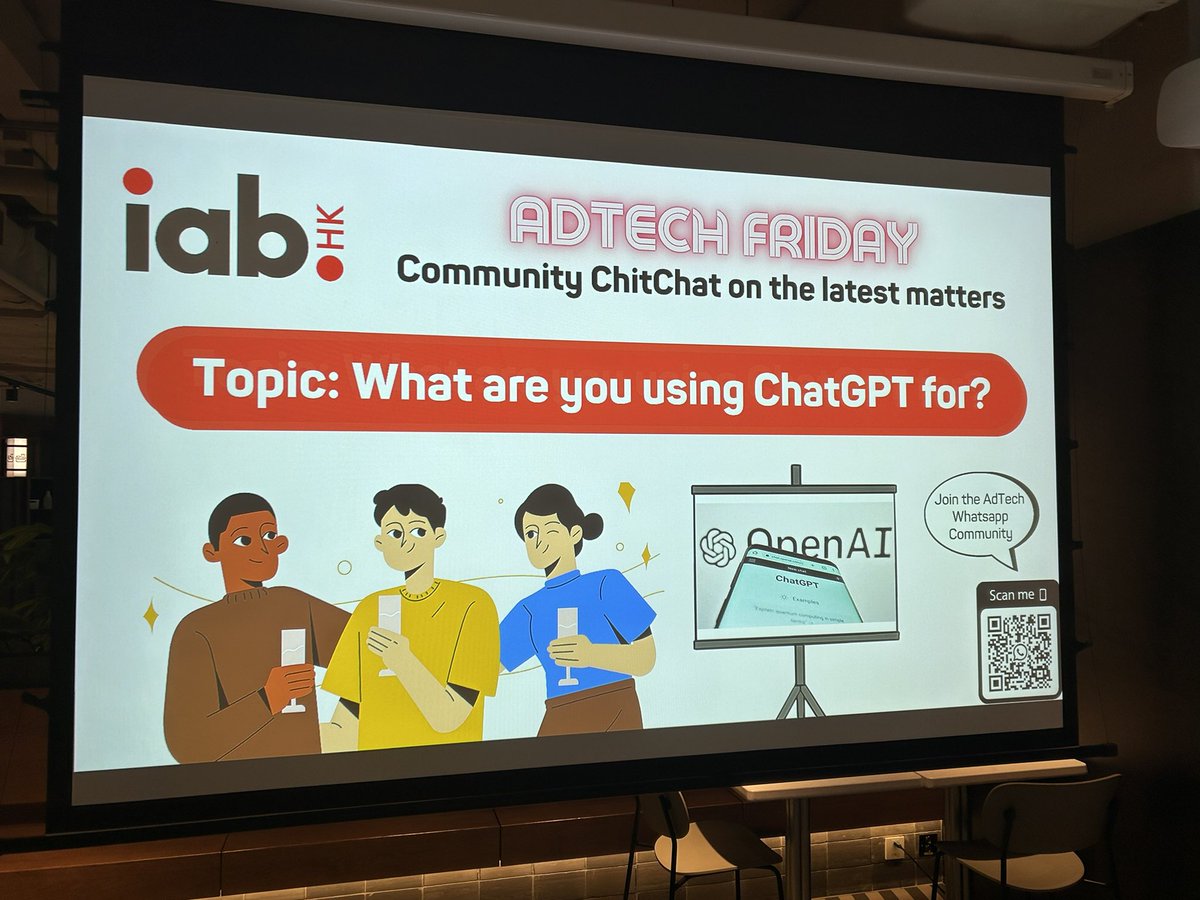 nickstringer's tweet photo. Delighted to join #iabhongkong #adtechfriday #chitchat to talk about #ChatGPT and the future of #digitaladvertising #globalstandardsforlocalmarkets ๐๐ญ๐ฐ https://t.co/Xq99Zk24ax