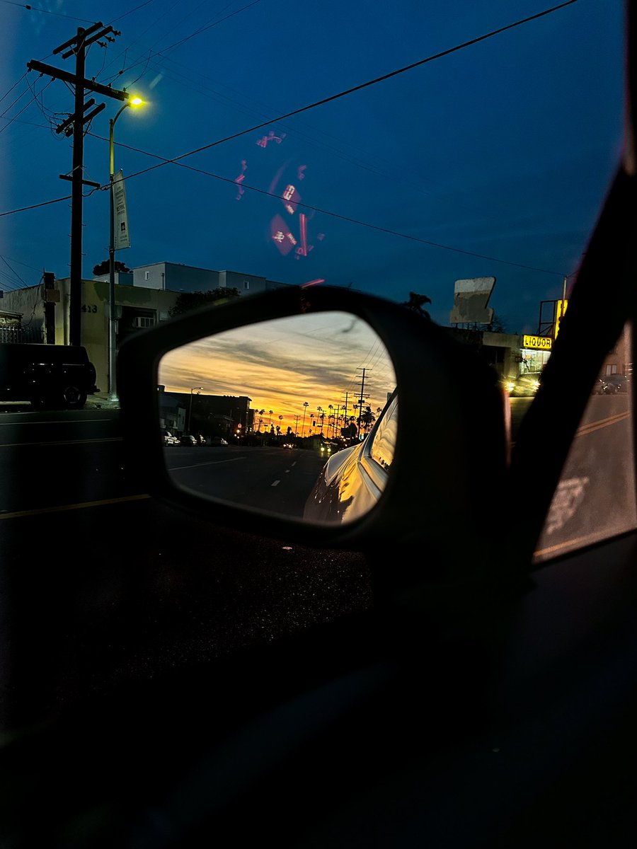 German_Blondy's tweet photo. Rear view. #sunset #plamtrees https://t.co/RWKKzM3Ij2