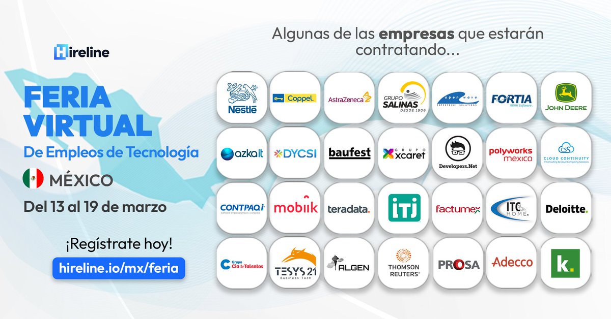 gdgixtac's tweet photo. Nuestros amigos de Hireline están realizando una feria virtual de empleos!

Encuentra un empleo en la Feria Virtual de Empleos de TI México de @hirelineio 🚀

Es del 13 al 19 de marzo 2023, no tiene costo.

🤩 Regístrate aquí: https://t.co/XvkQmiLSUd https://t.co/hTI7vBiLRD