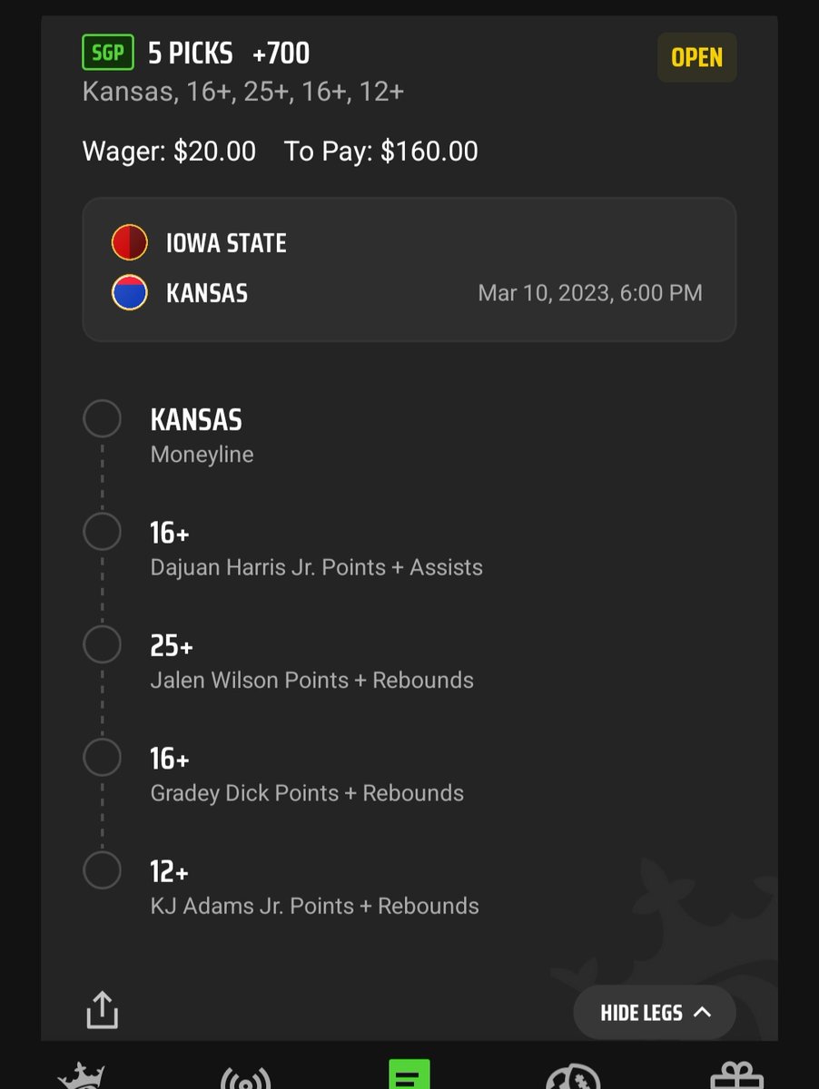 Cash it baby! #kubball #RockChalk #JayhawkNation #gamblingtwitter