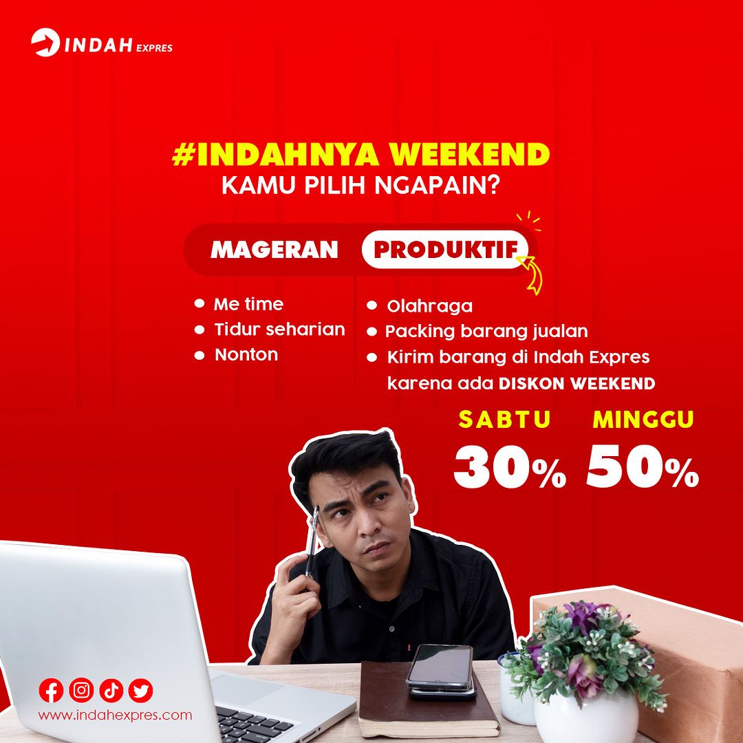 indahexpres_id's tweet image. Wuhuuu.. Indahnya weekend dengan Indah Expres~
Ada diskon ongkir bagi kamu yang kirim paket di hari Sabtu atau Minggu lho! Indah bangeeet kaan 😍

Happy weekend, sobat❤️

*S&amp;amp;K Berlaku

#indahexpres
#diskonongkir
#promoweekend