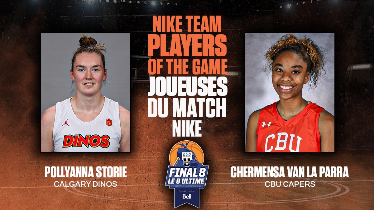 USPORTS_Bball's tweet photo. 🏀 WBB: Congratulations to 
@UCDinos Pollyanna Storie and  Chermensa van la Parra @gocapersgo on being named Nike's players of the game.

🏀BBF: Félicitations à Pollyanna Storiede 
@UCDinos et Chermensa van la Parra de @gocapersgo  d'avoir été nommé joueuses du match Nike. https://t.co/G9vEUlwWqq