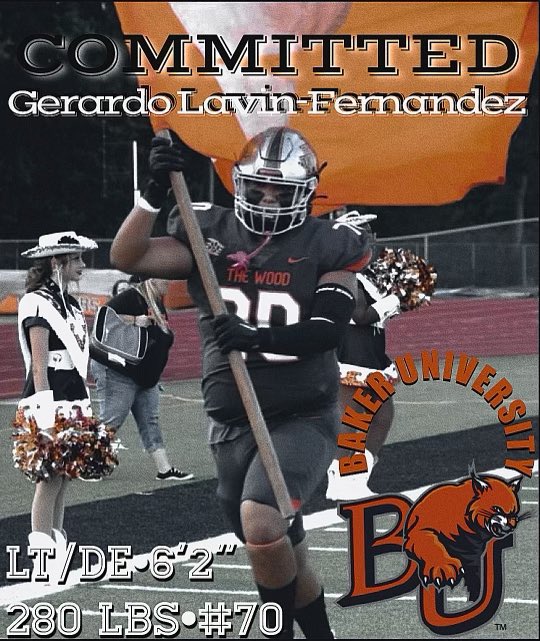 GerardoLavin70's tweet photo. I’m 100% Committed to Baker University‼️@BakerU_Football @CoachMRegalado @coachmorse @coachrossbishop @richarddb07 #bakerbuilt #AG2G https://t.co/e33FXmXbOw