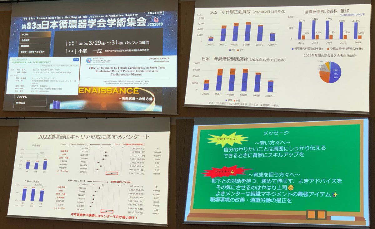 funnybunny81010's tweet photo. ダイバーシティ推進委員会
2022年キャリア形成に関するアンケート調査結果と私のしくじり体験から考える若手・女性循環器医のキャリアアップのススメ方
福江宣子先生

よきメンターは組織マネジメントの最強アイテム！

#23JCS
@JCIRC_IPR
by 日循サポーター https://t.co/zdQa6s5bk7