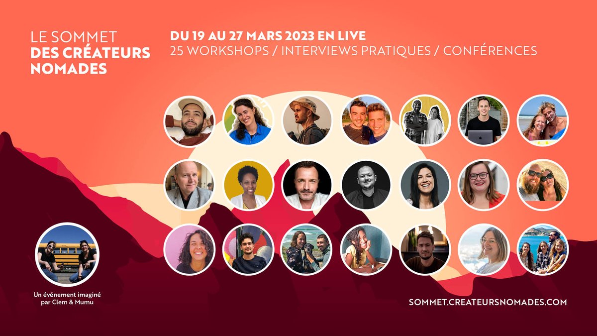 voyagerouelibre's tweet photo. On y est ! Voici enfin la programmation 2023 du Sommet des Créateurs Nomades !

Es-tu prêt à faire passer ta créativité au niveau supérieur ?

👉 L'événement est gratuit, tu peux t'inscrire et retrouver la programmation complète : https://t.co/UYANntLkLc https://t.co/BMdWzB5BKe