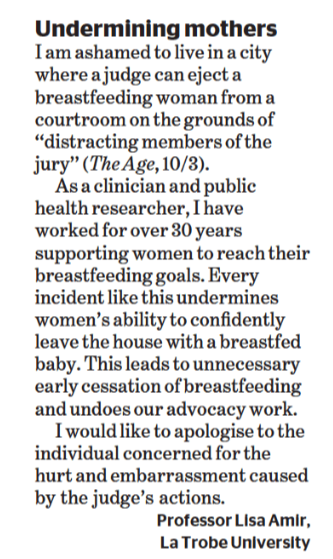 The judge hasn't apologised for ejecting a breastfeeding woman from his court.
So, I've apologised for him (Letter to the ed today)
It's so distressing that women are still being shamed for feeding their child in 2023
#BreastfeedingInPublic <a href="/OzBreastfeeding/">ABA</a> <a href="/Nishaobgyn/">Nisha Khot (She/Her)</a>
