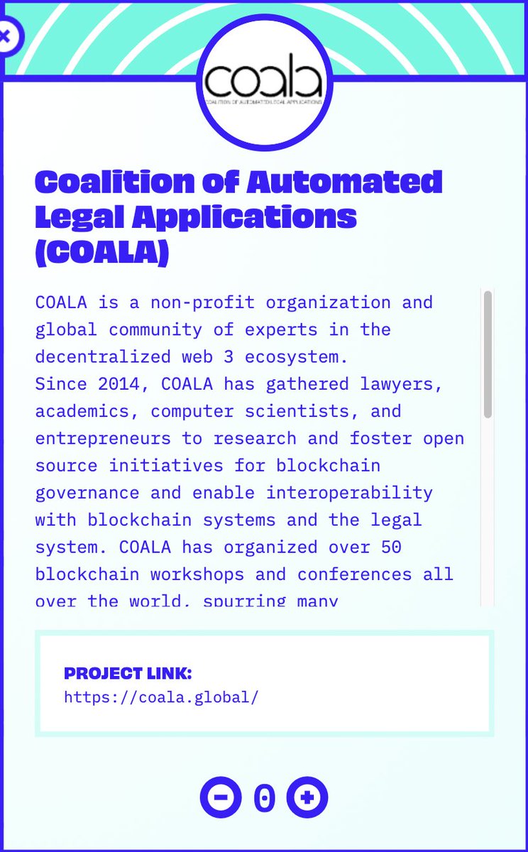 Vote for <a href="/coalaglobal/">COALA</a> in the most recent round of <a href="/dao_drops/">DAO Drops</a>! 🐨

daodrops.io

DAO Drops is an experiment in retroactive public goods funding that directly empowers Ethereum users to allocate ecosystem funds. Round 1 will distribute $250,000 DAI to eligible nominees!