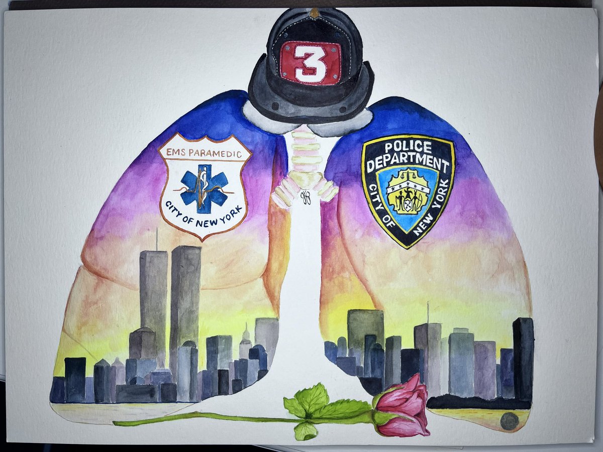 My BFF’s MIL asked me to paint something in honor of her husband, a former <a href="/FDNY/">FDNY</a> firefighter, as a gift for his pulmonologist who has treated many first responders. As a NYer, with a (retired) cop father, it was an honor.