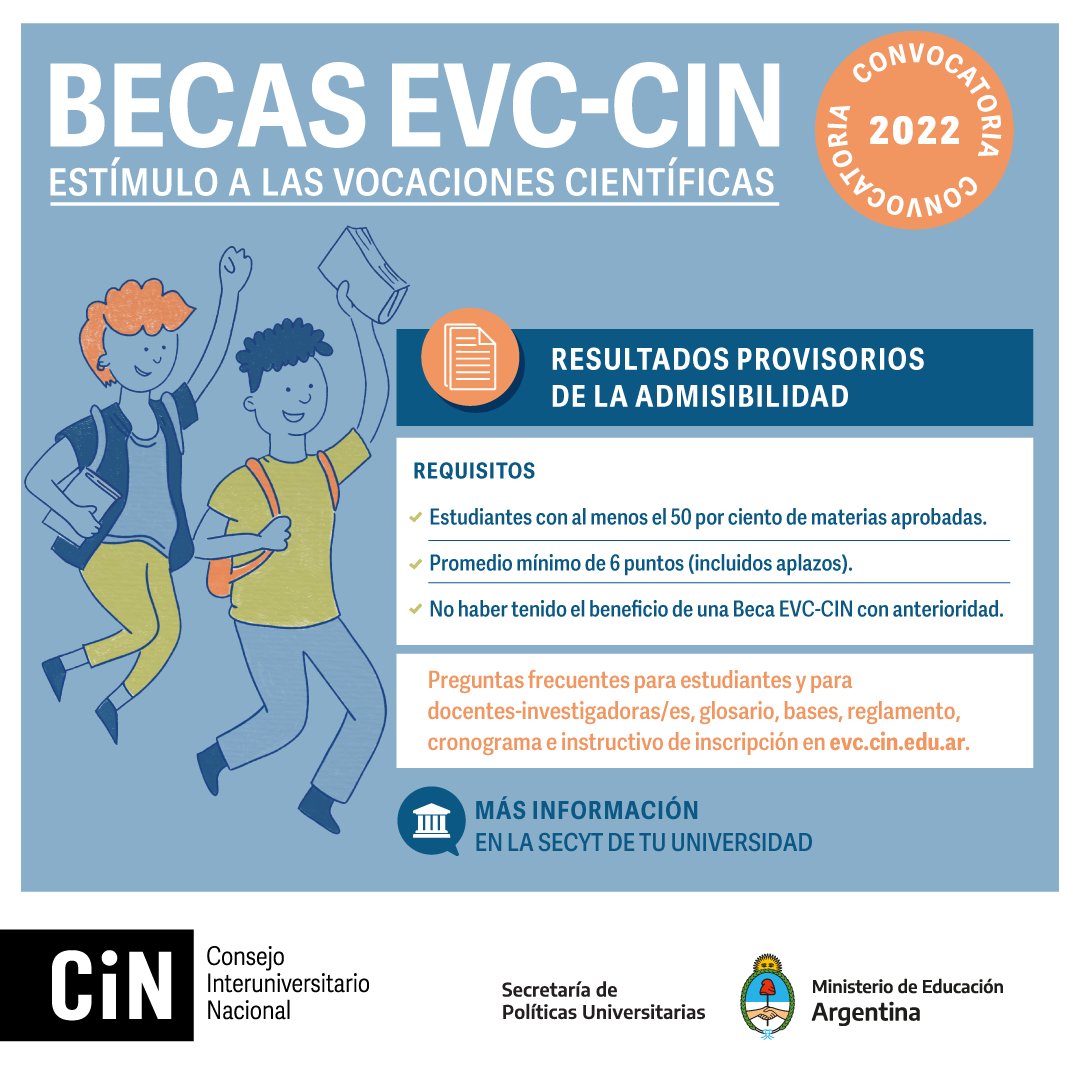 CINoficial's tweet photo. #BecasEVC Resultados provisorios de la admisibilidad 🤓

Conforme con el cronograma, entre el 13 y el 17 de marzo, las personas que se postularon a la convocatoria 2022 que no resultaron admitidas pueden acceder a la vista de sus planillas de admisibilidad. https://t.co/Vvx14dDSEO