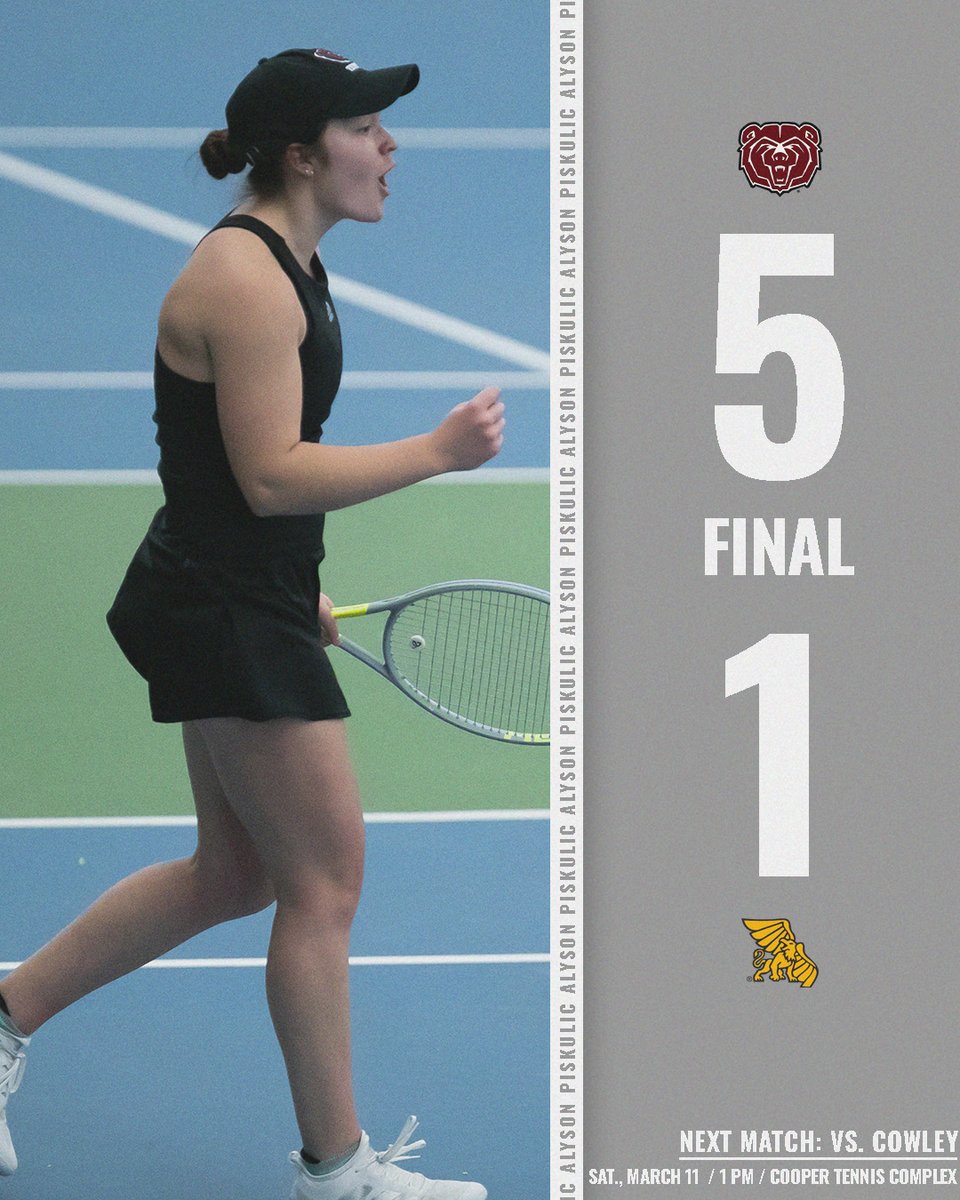 MoStateTennis's tweet photo. Friday afternoon 𝙬𝙞𝙣 ‼️

#GoBears https://t.co/0sYHslx2YD