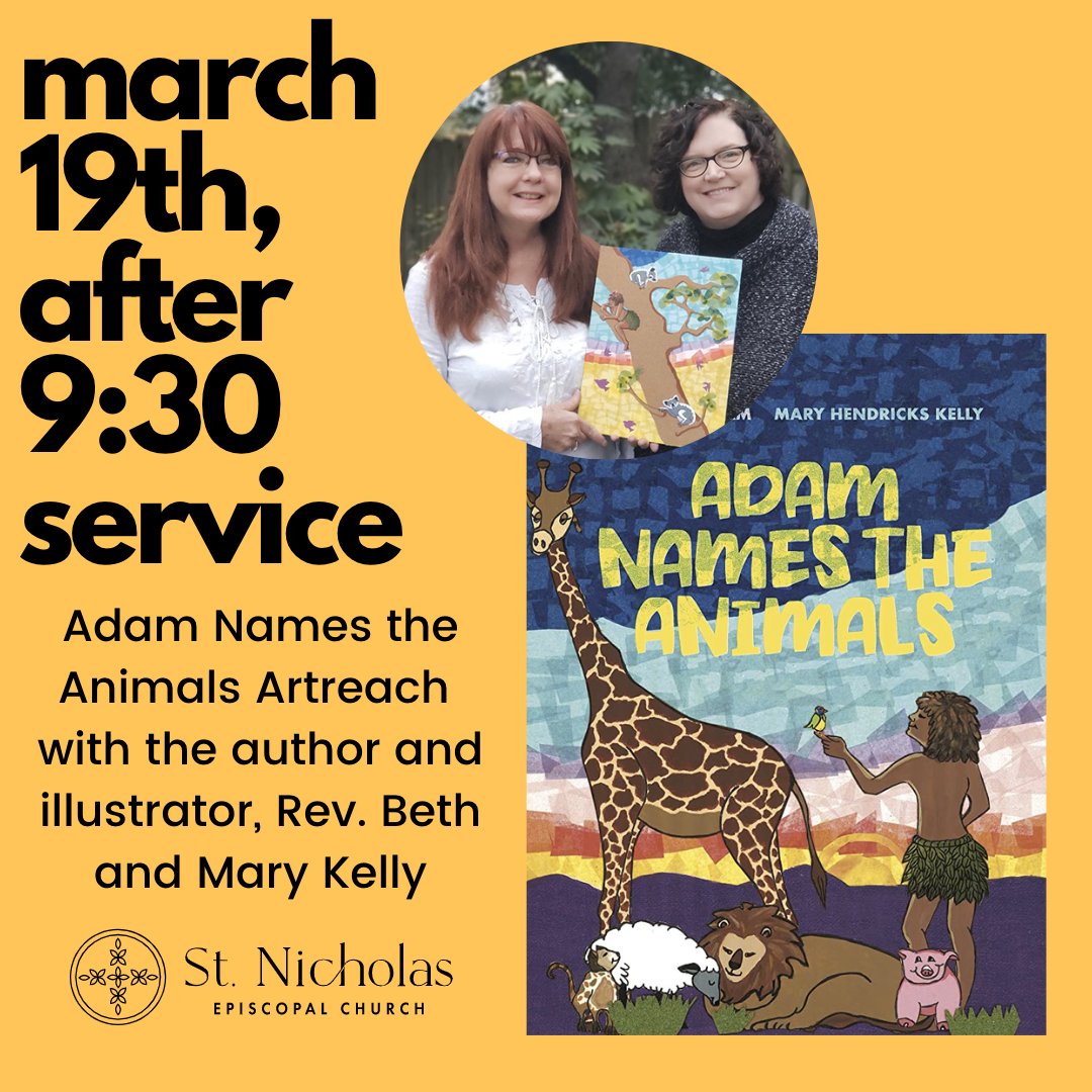 stnickshillctry's tweet photo. Join us on March 19th after 9:30 Worship! We will have a special reading of the book and art project inspired by "Adam Names the Animals!"
#stnickshillcountry #episcopalchurch #artreach #artministry #art #faithisfun #worship #books #author #illustrator #bulverdetx https://t.co/jeqbVsUf9k