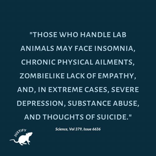 As we contemplate our justifications for using animals in research, we must consider how and why we justify the immense harm suffered by both the #animals and the #humans in these laboratories. #animalscience #mentalhealth #animalresearch #compassionfatigue @NewsfromScience