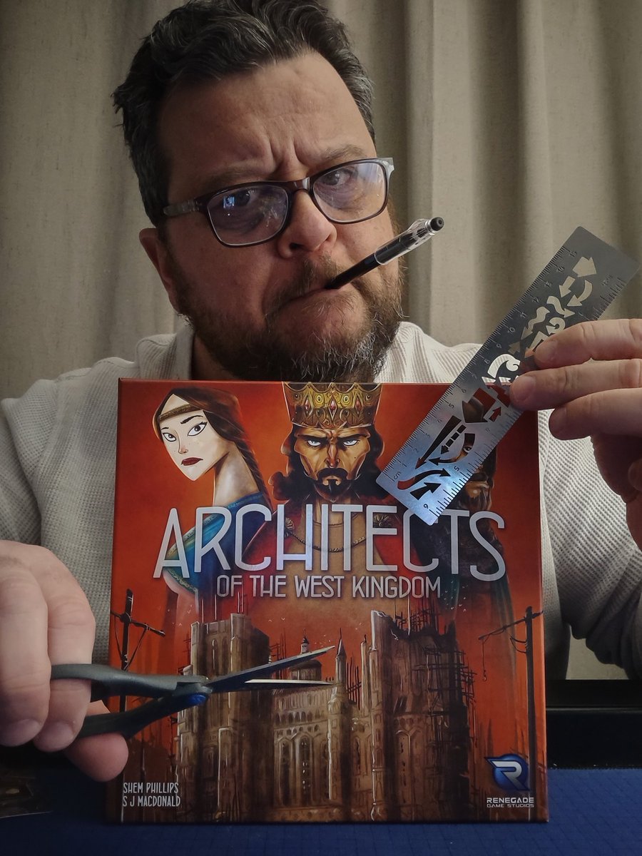 It's possible he's taking it too seriously, but Architects of the West Kingdom is on the table tonight. @PlayRenegade #boardgames #tabletopgames #bgg #boardgame #tabletopgame #modernboardgames #epicboardgames #boardgamepodcast #podcast #tabletopgamespodcast #epicgamenight