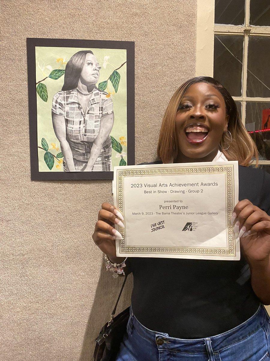 Jasmine Donaldson (@pwbhs_ap) on Twitter photo Perri Payne received her award for Best in Show at last night’s Visual Arts Achievement Program reception at the Junior League Gallery! Her work will go on to compete at the state level in Montgomery on April 13th.<a href="/BryantStampede/">Paul W. Bryant High School</a> Perri Payne received her award for Best in Show at last night’s Visual Arts Achievement Program reception at the Junior League Gallery! Her work will go on to compete at the state level in Montgomery on April 13th.<a href="/BryantStampede/">Paul W. Bryant High School</a>