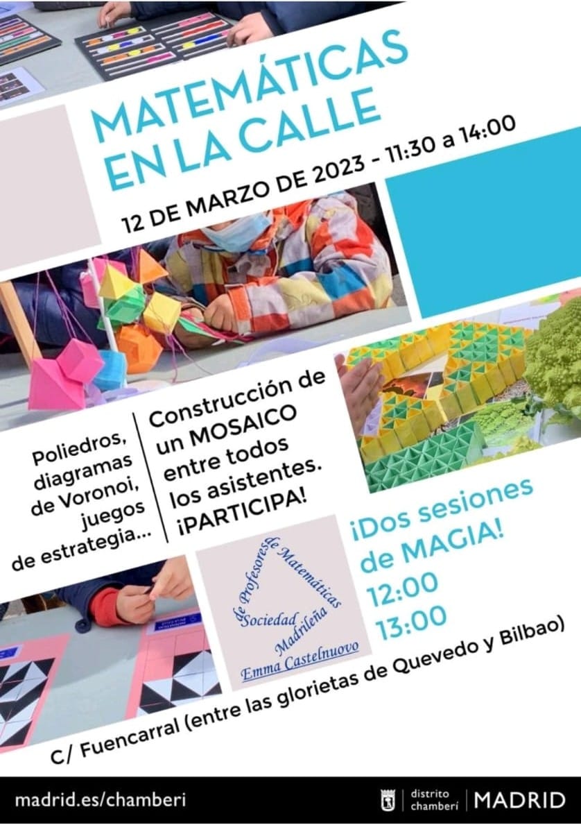 Como coordinadora de Matemáticas en la calle Madrid de la <a href="/SMPM_EC/">SMPM EmmaCastelnuovo</a> quiero desmentir la información dada por <a href="/elperiodico/">El Periódico</a> sobre el evento. <a href="/VirusMatematico/">Virus Matemático</a>  ni nos coordina ni nos organiza en nada. Este evento es un esfuerzo de 130 personas vinculadas a <a href="/SMPM_EC/">SMPM EmmaCastelnuovo</a>