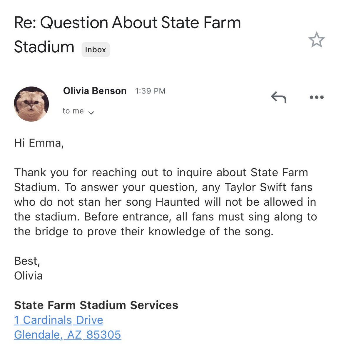 midnightsalbum's tweet photo. ⚠️ IMPORTANT INFO FOR ALL SWIFTIES ATTENDING ERAS TOUR!! ⚠️ i reached out to state farm stadium with an important question &amp; this is what they said!! https://t.co/QwsYN7FO55