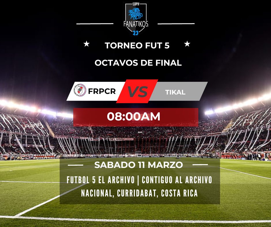 RiverPlateCR's tweet photo. Mañana volvemos a ponerlos la banda, octavos de final, canchas el archivo, Zapote 8am...
El Orgullo de jugar por una banda roja que nos cruza el alma
#RiverPlate #FRPCR #FIFRP #Futbol https://t.co/iFXYYLzWic