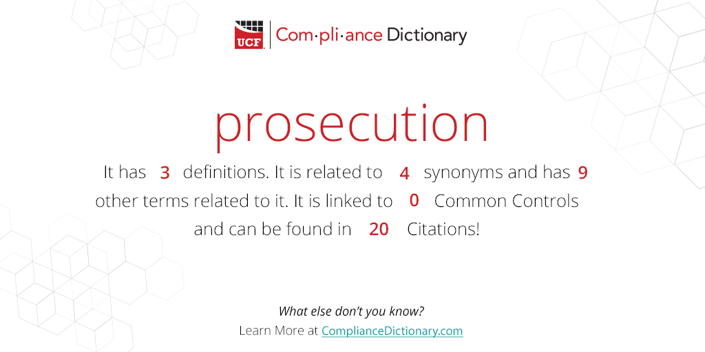 The Compliance Dictionary WotD is "prosecution" It means more than you think: ow.ly/Xyv250NcF1L