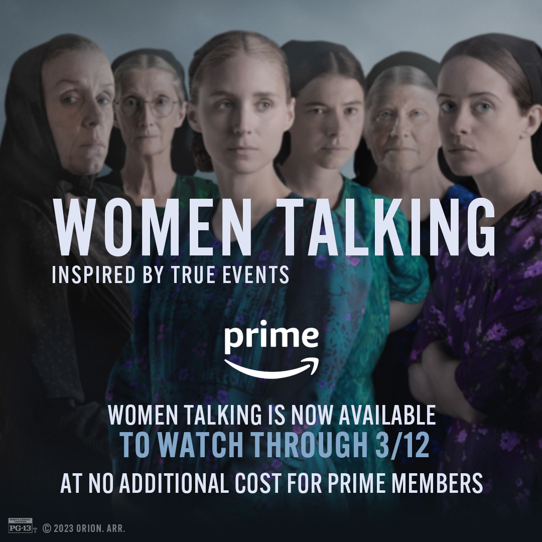 See the film everybody is talking about. Academy Award nominated #WomenTalking is now available to watch on @PrimeVideo in the US for a limited time.