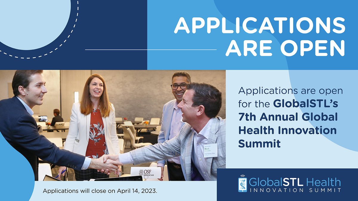global_stl's tweet image. The 7th annual Global Health Innovation Summit puts healthcare innovators face to face with industry decision makers to secure funding and take business to the next level. Applications are open for this August 16, 2023 event.

#GHIS2023 #GlobalSTL #BioSTL

ow.ly/91Le50NfO8T