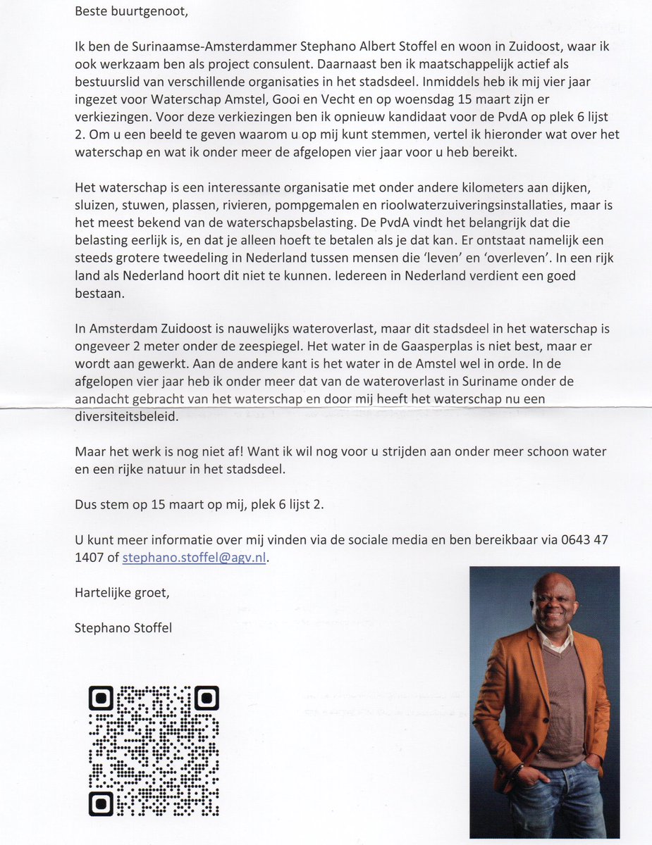 Mijn Buurtbrief als kandidaat voor Waterschap Amstel, Gooi en Vecht voor de inwoners van Amsterdam Zuidoost. Maar ook voor sympathisanten en geïnteresseerden. PvdA, lijst 2 nummer 6. 

<a href="/PvdAnh/">PvdA Noord-Holland</a> 
<a href="/PvdA020Zuidoost/">PvdA Amsterdam ZO</a> <a href="/AgvPvdA/">PvdA Waterschap Amstel, Gooi en Vecht</a> <a href="/pvda_amsterdam/">PvdA Amsterdam</a> 

#StemMetJeHart #15maart #KiesRood