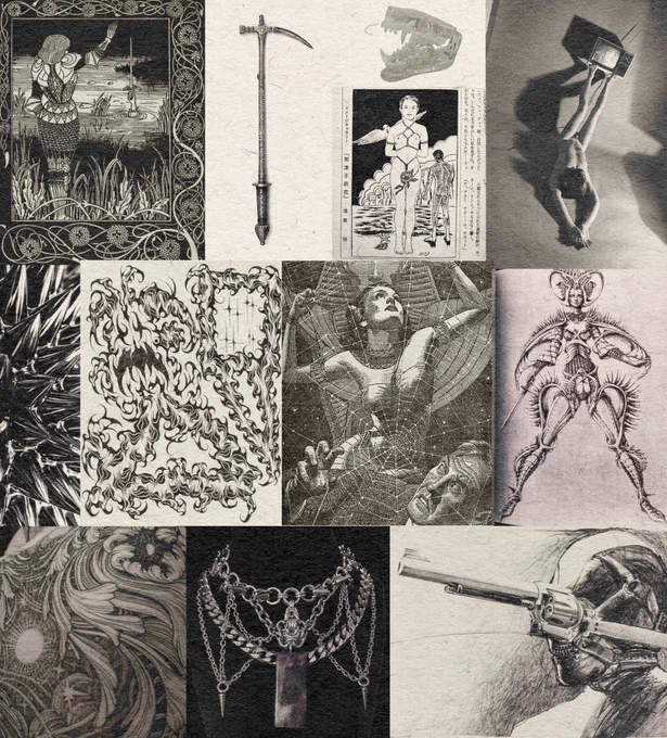 Here's a little personal moodboard of things I have been taking inspo from 