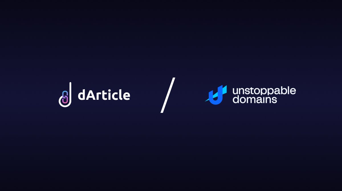 unstoppableweb's tweet photo. Are you a writer looking to monetize your content while staying decentralized?

Log in with your Unstoppable domain on @dArticle_io to turn your articles into NFTs

Start today at https://t.co/aMn0xGcTii https://t.co/vSAN6U3XBP