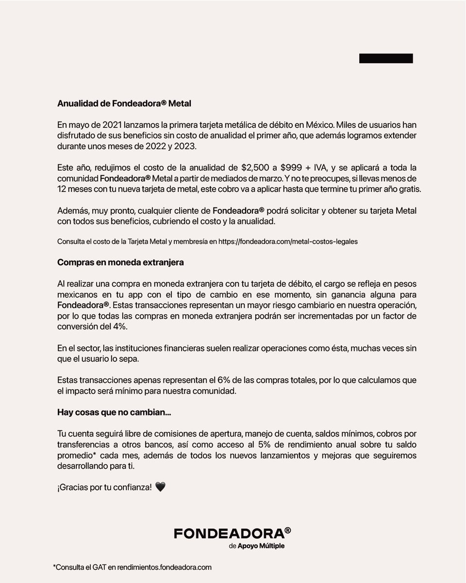 Fondeadora's tweet photo. Siempre serán lo más importante para nosotros. Queremos que juntos y con la claridad necesaria, demos un paso de gigante hacia el futuro. 

Para eso, les compartimos el siguiente comunicado. 

Los queremos y los cuidamos,
Fondeadora 

🍀🧚🏾💳🤑✨

#fondeadora #fondea #debit https://t.co/0ok1CpmPke