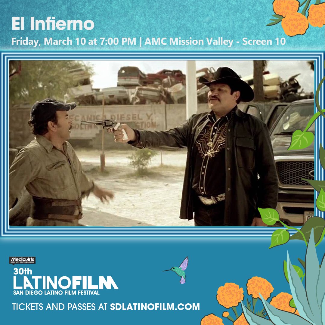 sdlatinofilm's tweet photo. Today 's #SDLFF2023 film screenings you don't wanna miss! We continue the our Joaquín Cosío Tribute, with Luis Estrada's scathing El infierno. Tickets available: https://t.co/oZASnPfWiL https://t.co/zjjXHyRuK7