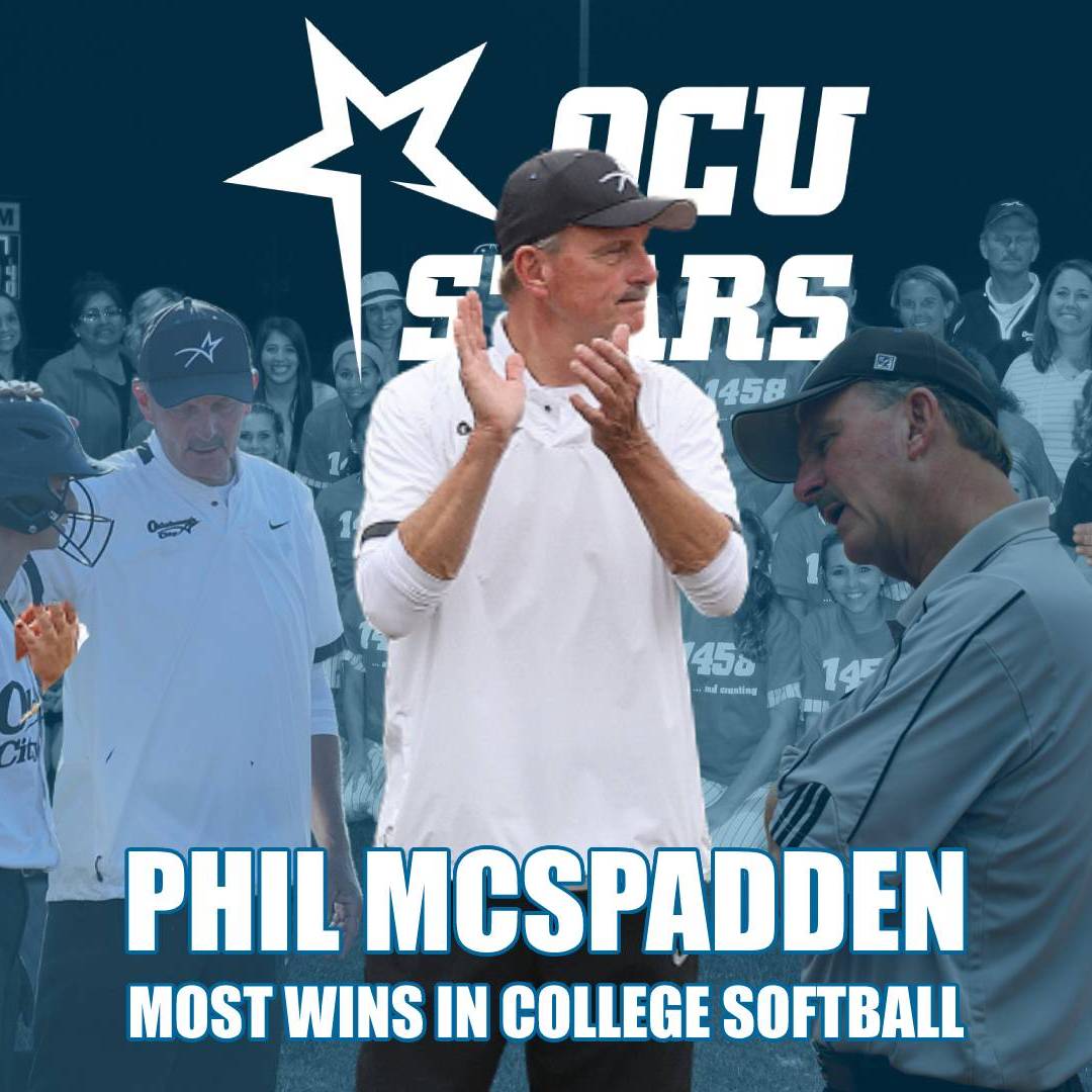 Oklahoma City University's Phil McSpadden has moved to the top with the most victories in college #softball history with career win No. 1,860! #OCUsb #thisisOCU #GreatdaytobeaStar #win1860 #milestone #Legendary