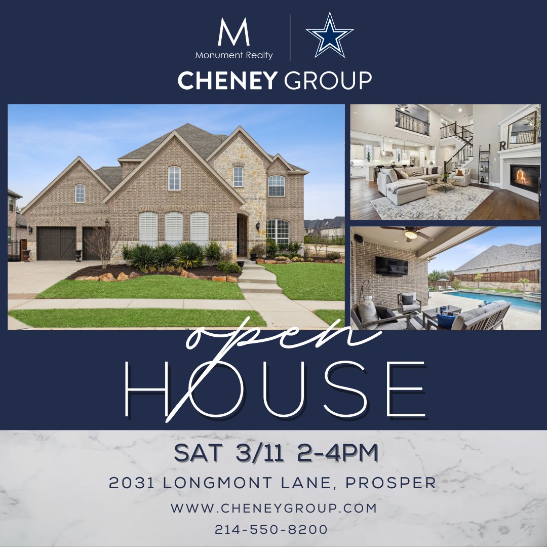 🏡OPEN HOUSE🏡 Stunning NEW Prosper listing in gated Parkside at Prosper has it all! Come and see for yourself🤩 Saturday 3/11 from 2-4P #prospertx #cheneygroup #dfwrealestate #luxurylistings #dfwrealtor @jeffcheney @laurablackstock