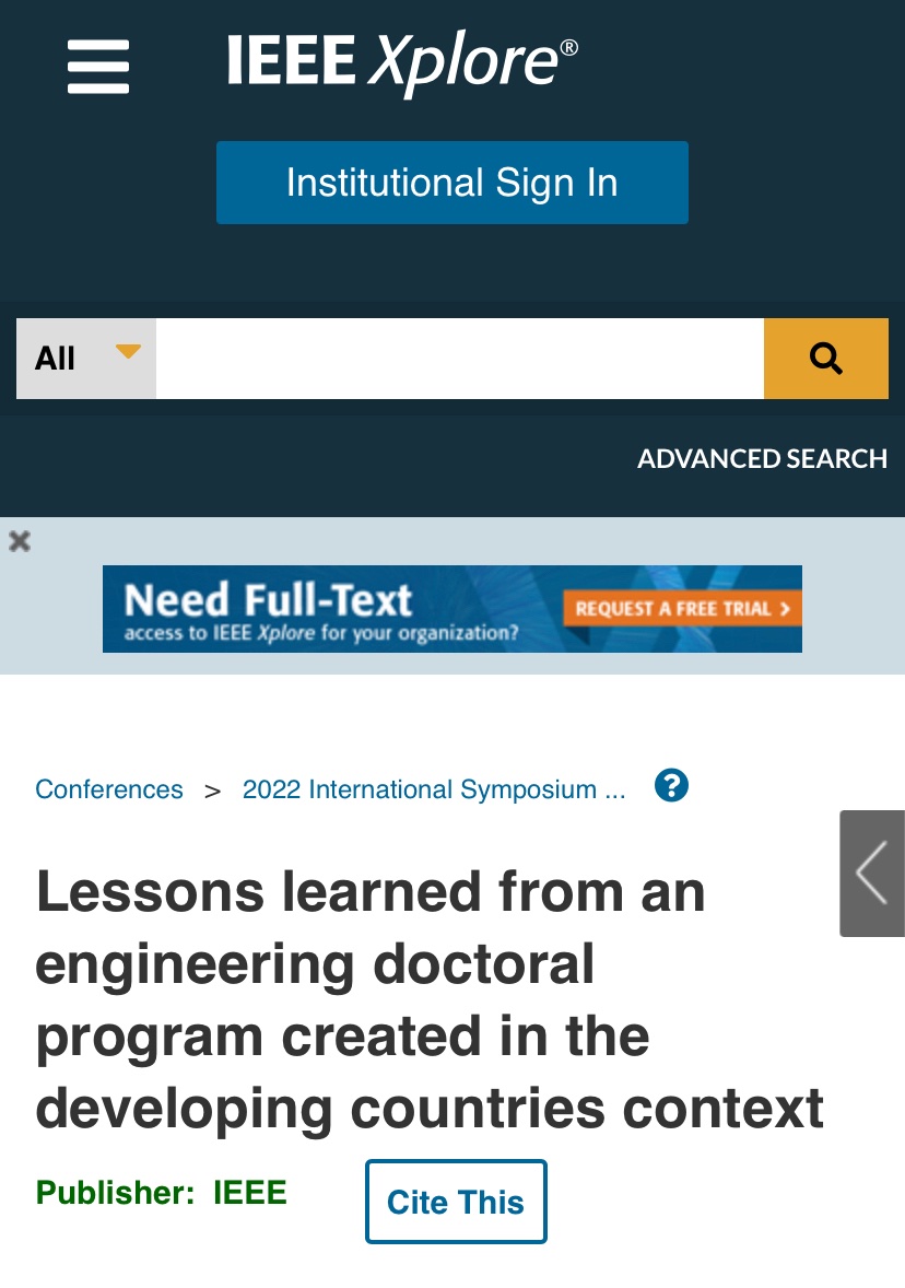 A fines del año pasado llevamos nuestro Doctorado en Ingeniería 
<a href="/UFrontera/">UFRO</a> <a href="/ubbchile/">U. del Bío-Bío</a> y <a href="/UTalca/">Universidad de Talca</a> al Symposium ICACIT,con el paper “Lessons learned from an engineering doctoral program created in the developing countries context”, el q ahora salió publicado: ieeexplore.ieee.org/document/10041…