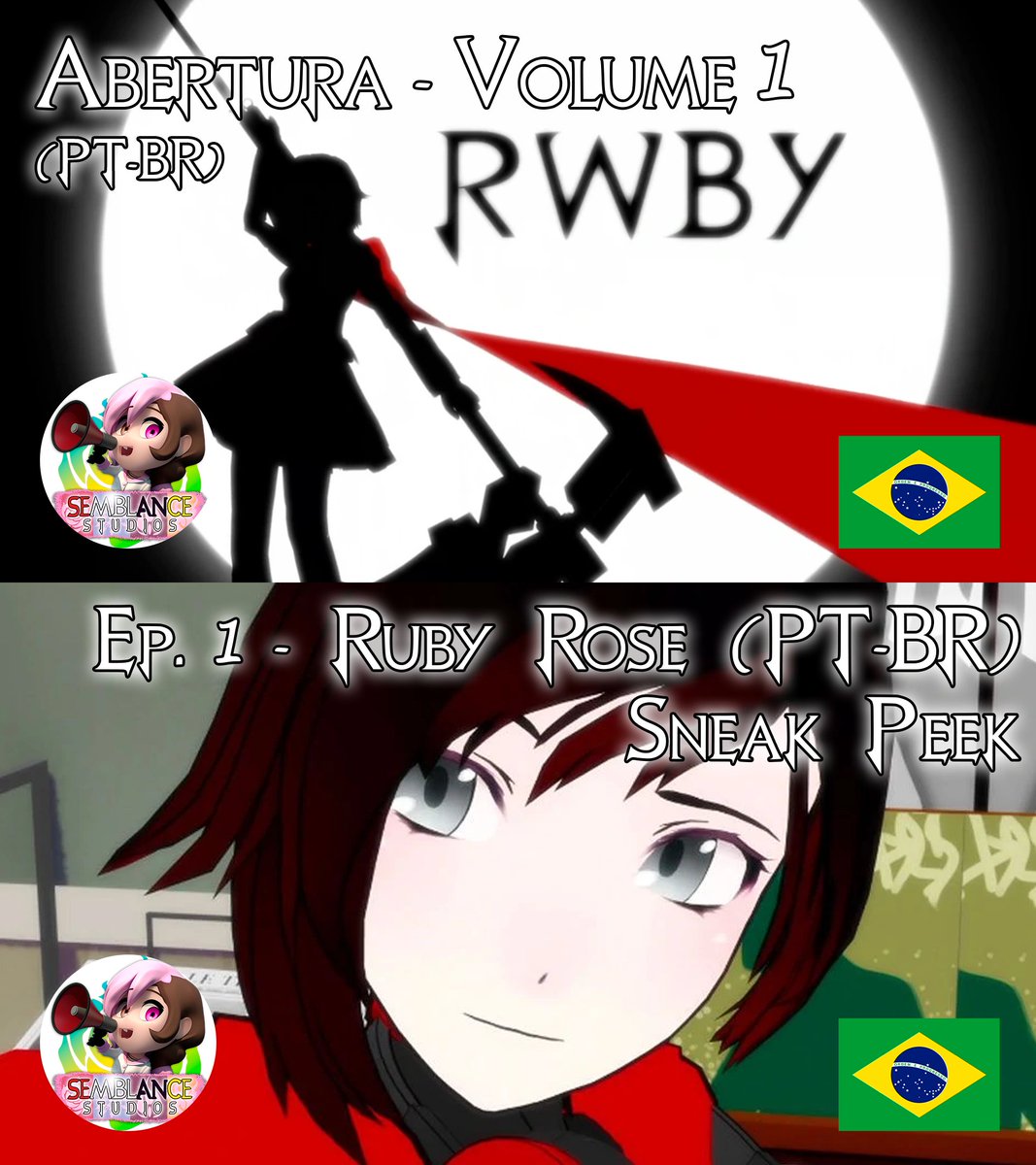 SemblanceStBR's tweet photo. Foram lançados!! 💖🤍🖤💛

Confiram agora a nossa abertura do Volume 1 de #RWBY em português e um sneak peek do episódio 1!!

Abertura: https://t.co/s0QNa8jXyy
Sneak peek: https://t.co/qfjWe2Xqit

#RWBYportuguês #fandub #Volume1 #SemblanceStudios #2anos https://t.co/e9cPBwO6tI