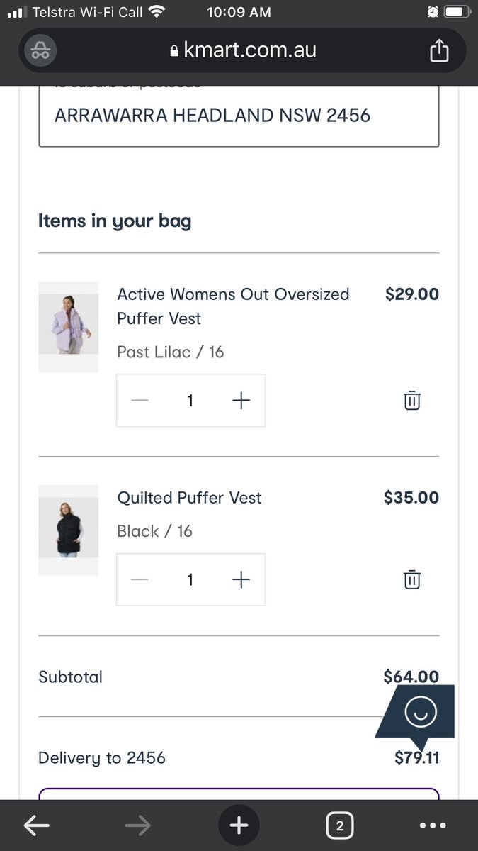 ⁦<a href="/Kmart/">Kmart</a>⁩ you have to be kidding $75 delivery fee on two puffer jackets