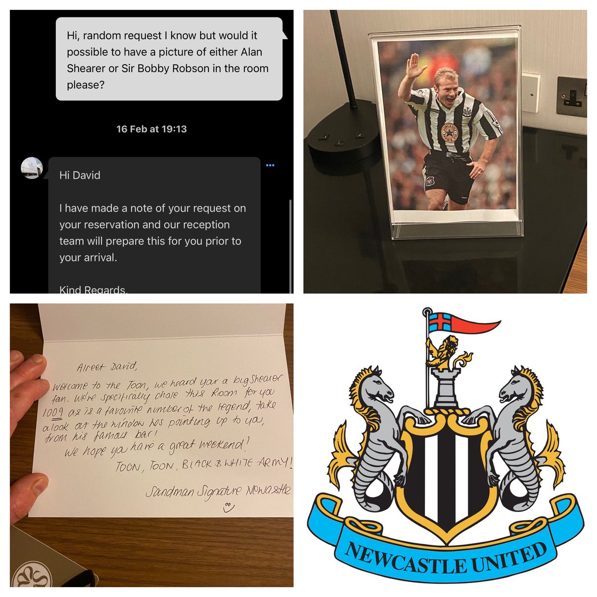 quinny1904's tweet photo. He’s pointing right up at me ❤️ @alanshearer @NUFC @SandmanSigUK @Andythefirst #whatacity https://t.co/pUHmS5c1Jp