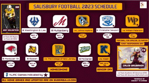 The 2023 Salisbury Football Schedule is here!

#GoGulls #GoldPride