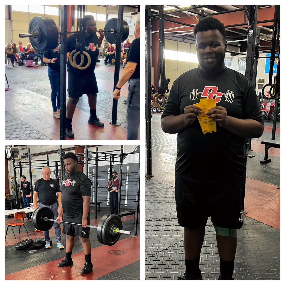 CoachSims_DC's tweet photo. Dalontae competed in Powerlifting today for Area Special Olympics. He placed 3rd in all 3 categories! Deadlift 190, Back Squat 200, Bench Press 200. He’ll be competing in Powerlifting again at State! We are so proud of you Dalontae! 🦅 https://t.co/lxrjkCbtIe