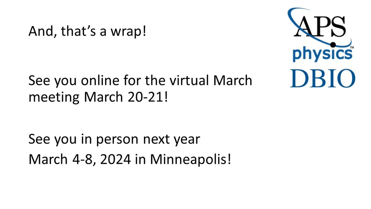 ApsDbio's tweet photo. That’s a wrap, folks! We hope you enjoyed the #APSMarch meeting in Las Vegas. Safe travels home!
We hope to see you online for the virtual March Meeting in a couple of weeks, and in Minneapolis next year!
#APSDBIO https://t.co/MHDX4y3X5M