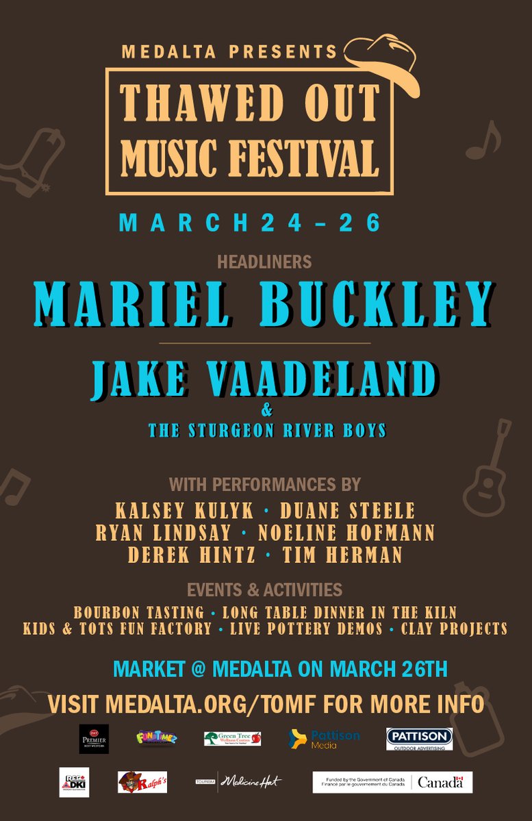 THIS MONTH! Before you know it we will be hosting our first ever Thawed Out Music Festival. Activities for the whole family!  <a href="/Medalta/">Medalta</a> #countrymusicfestival #thawedout #medicinehat #medhat #southernalberta #festivalseason #tomf #