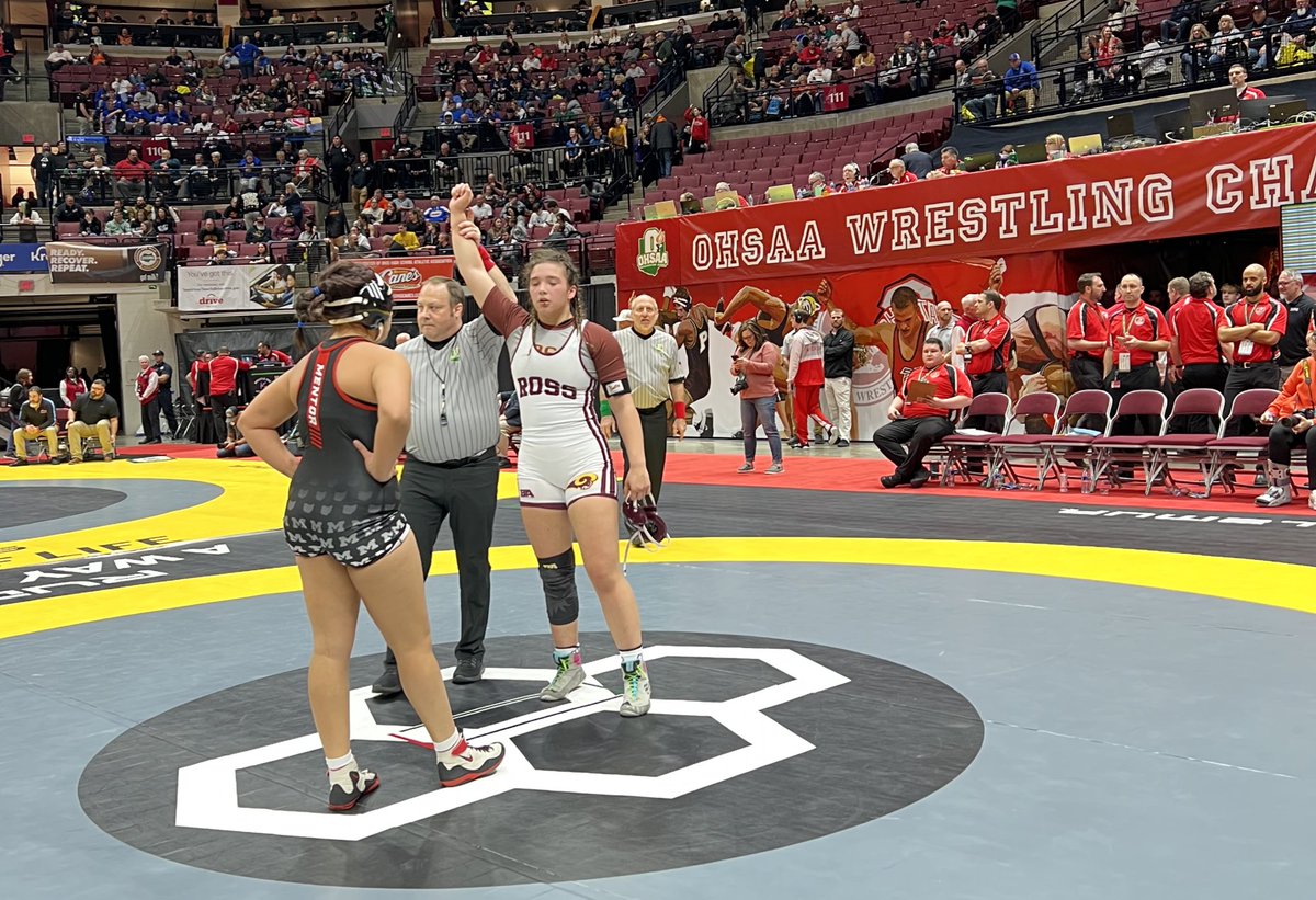 rdunn1001's tweet photo. Audrey Garcia gets the first win of any Ross girl at the State tournament @RossWrestling @ross_wrestling @RossRams1 @RossRamsAD https://t.co/EPx1INbNVJ