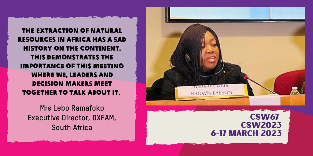 meenaceleb's tweet photo. The extraction of natural resources in Africa has a sad history on the continent. This demonstrates the importance of this meeting where leaders, and decision-makers meet together to talk about it.
#30campaign
#CSW67
#CSW2023 https://t.co/IiZfVEJQcL