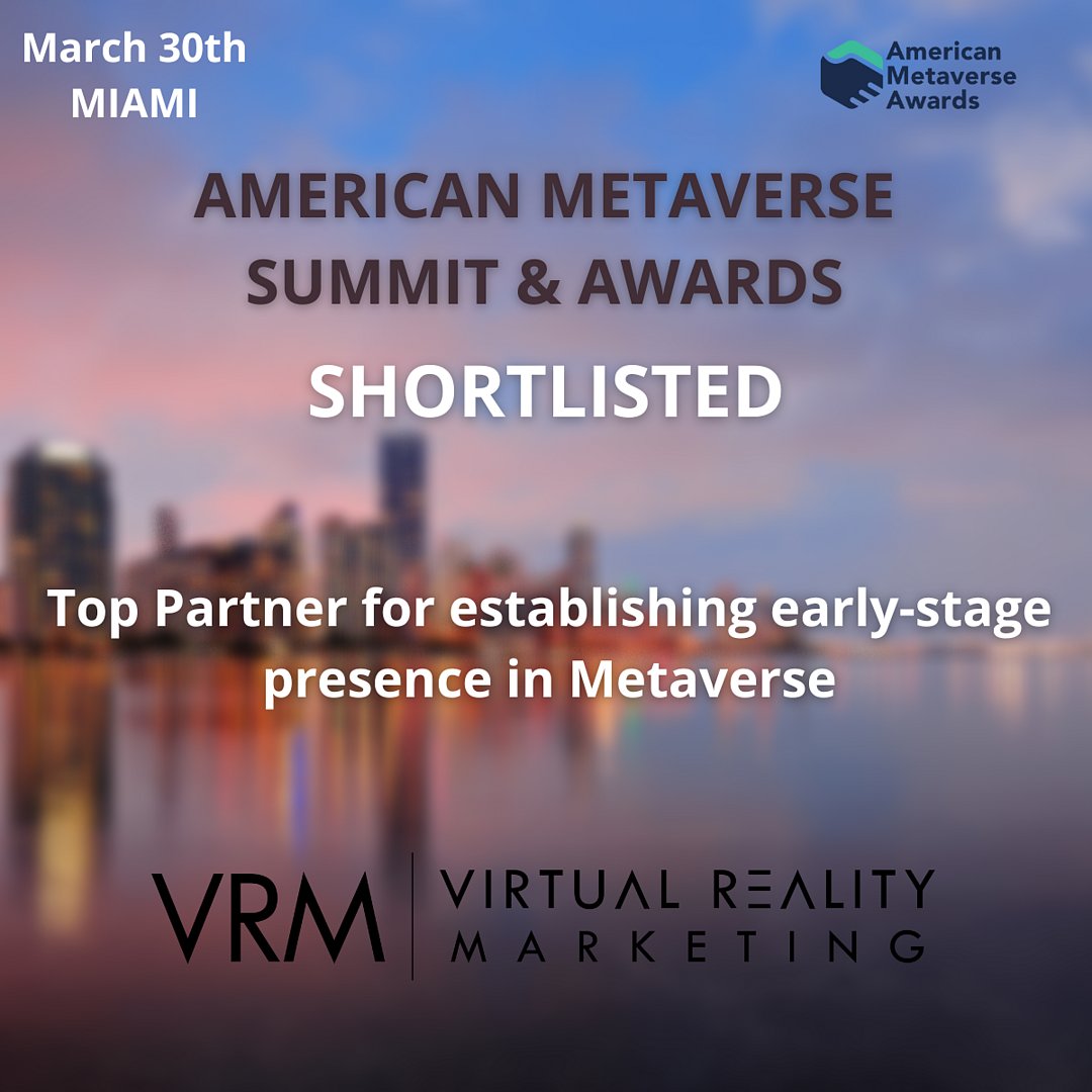 American Metaverse Summit nominates #Virtual Reality Marketing as Top Partner for Establishing Early-stage Presence in the #Metaverse. Our Mission: We will help you harness the Metaverse to create real value for your company. #vr #virtualreality

buff.ly/3YCUlkW