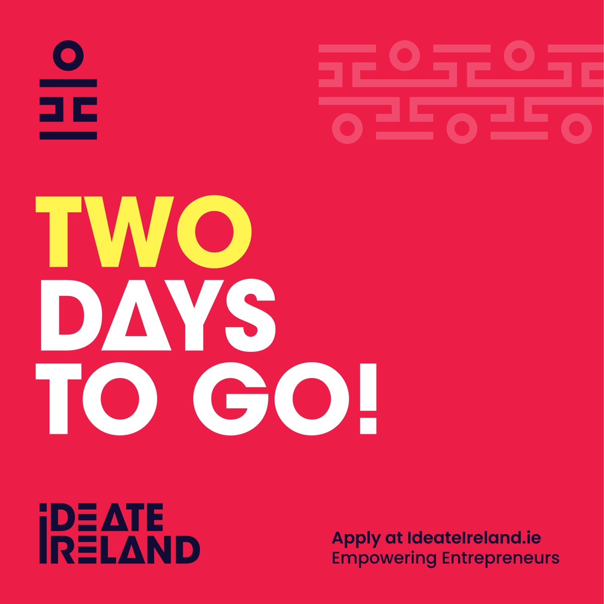 ideate_ireland's tweet photo. Just two days to go to get your application in! Apply by midnight on Tuesday, 21st March: https://t.co/EmwpXoQc0b 

#EmpoweringEntrepreneurs #Startups #IDEATEIreland #IDEATE https://t.co/HIbV7d8nlV