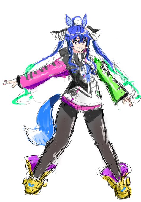 #ウマ娘 #ツインターボ 
まだ色ラフ状態ですが凄く可愛いターボ描けたんで見てくれ 