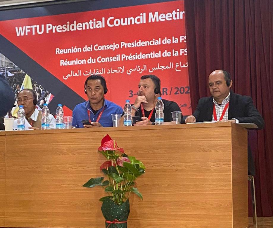 FsmArg's tweet image. El 3 y 4 de marzo de 2023 (Chipre), se realizó la Reunión del Consejo Presidencial de la Federación Sindical Mundial, donde estuvimos presentes con nuestro compañero Ernesto “Quiqui” Trigo como parte del secretariado, además se encontraron presentes 50 delegados de 32 países.