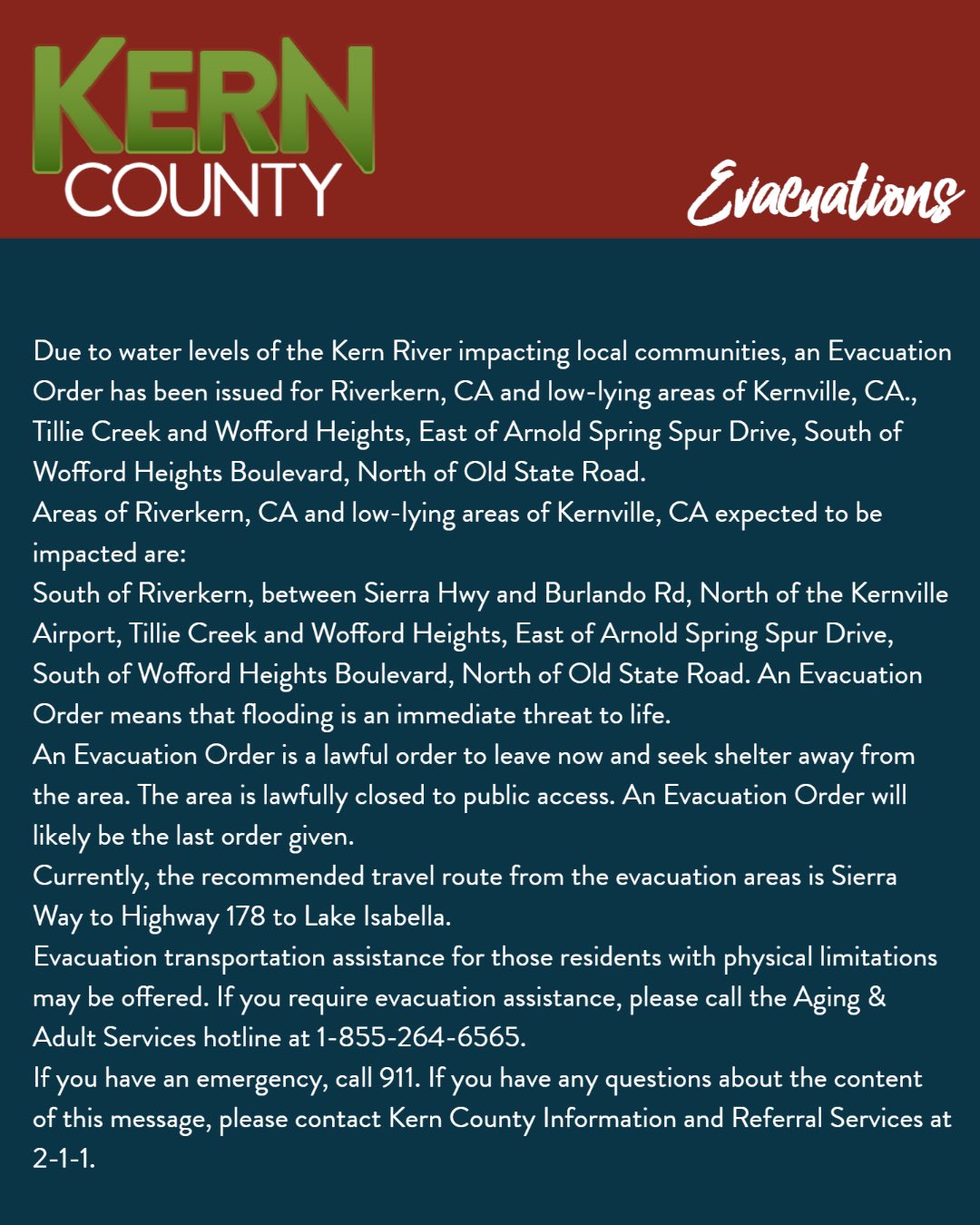 County of Kern on Twitter: "BREAKING: A new evacuation center has been