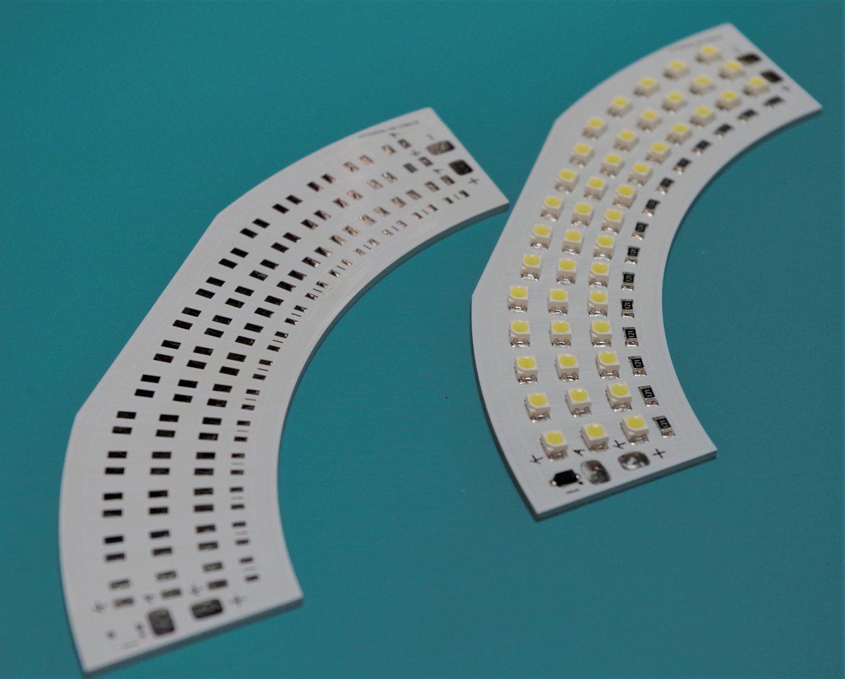 TouchTEK_PRD's tweet image. #DesignSparkPCB でアートワークして、
#JLCPCB 様でアルミ基板を作ってみました。
10枚で送料含めて、1,400円ぐらいで作れたので、
想い描いたモノを形にし易いです。
基板がアルミなので、ホットプレートの実装が、
あっという間でした。。