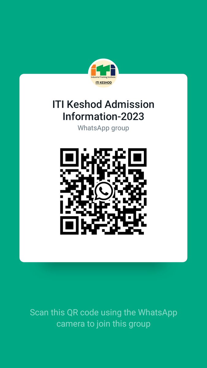 આઈ.ટી.આઈ કેશોદ ખાતે એડમિશન-૨૦૨૩ અંતર્ગત જે કોઈ તાલીમાર્થીઓને એડમિશન અંગેની જાણકારી જોઈતી હોય એમને આ ગ્રુપ જોઈન કરવું.જેમાં એડમિશન અંગેની સમગ્ર જાણકારી આપના વોટ્સએપ માધ્યમથી ઘરે બેઠા આપણા મોબાઈલ માં મળી રહેશે..
chat.whatsapp.com/CEXKTj9SBnKLqb…

<a href="/DETGujarat/">Director Employment & Training, Govt. of Gujarat</a> <a href="/DGT_MSDE/">Directorate General of Training (DGT)</a> 
#itiadmission2023