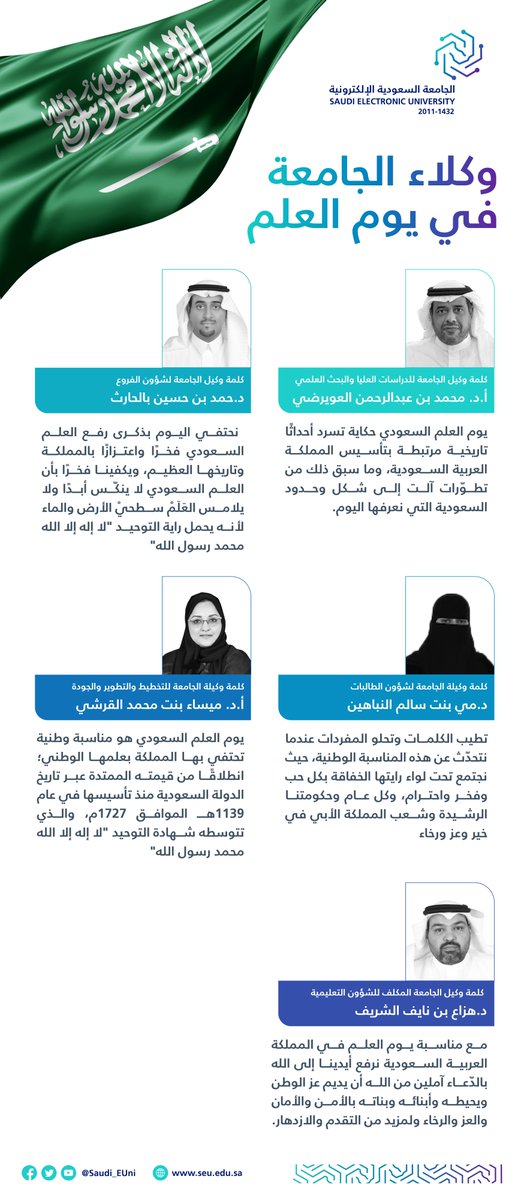 Saudi_EUni's tweet photo. 🇸🇦وكلاء #الجامعة_السعودية_الإلكترونية في #يوم_العلم

#رواد_تعليم_المستقبل
#SEU_2025 https://t.co/b4UgYShbjh