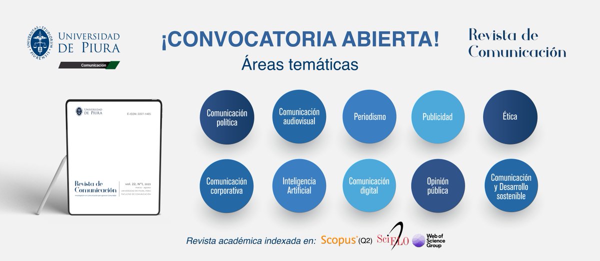 RevComUdep's tweet photo. 📘 [Call for papers] Sigue abierta la convocatoria de la Revista de Comunicación para recibir artículos científicos hasta el 15 de marzo. 🔗 Link: https://t.co/lhtjxZOmTQ 

#RevCom #Callofpapers #Investigación #Papers https://t.co/Q2T2ffSw8j